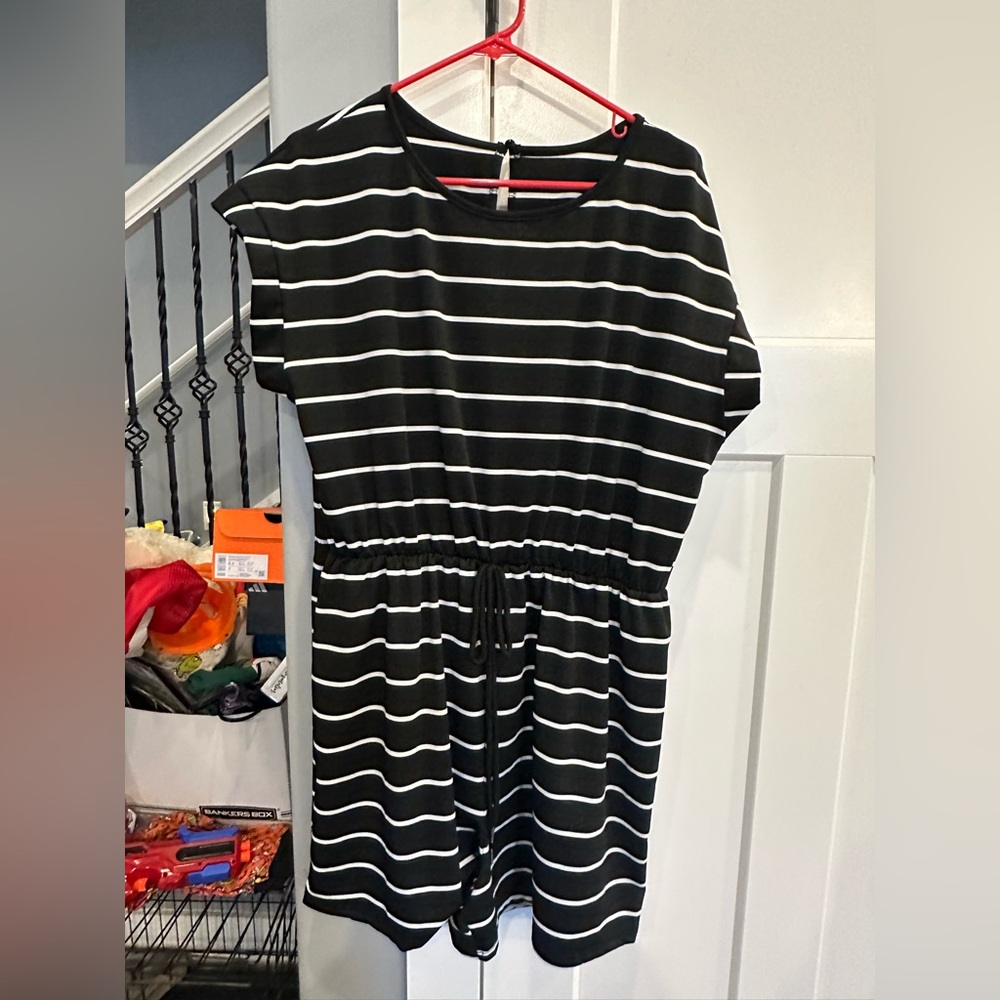 Black and White Striped Romper